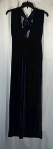 Formelles Abend Neckholder Kleid Kleid, Maxilänge dunkelblau glitzernder Samt  - Bild 1 von 8