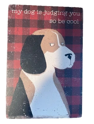  “Funny Dog Sign Beagle Wall Art Rustic Plaid Wood Decor Gift for Dog Lovers” - Image 1 of 4