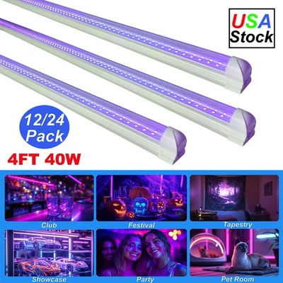 40W LED UV Black Light Strip Tube Bar with US Plug Disco Party Fluorescent Lamp - Image 1 of 4