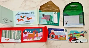Starbucks Collectable Gift Cards 7 Holiday Dachshund Puppy Fox Deer Empty Disc - Picture 1 of 6