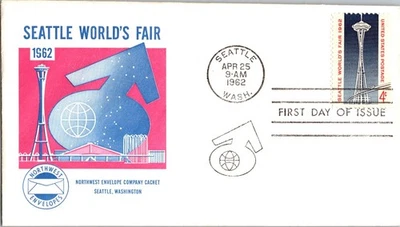 1196-12 Century 21 Expo, NW Envelope 1st Cachet, 1962 World's Fair, UA, OF - Image 1 of 3