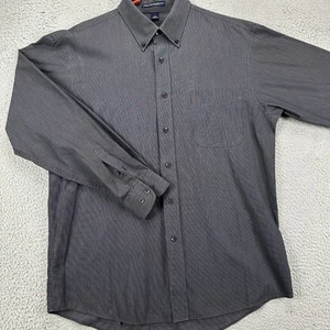 Port Authority Shirt Button Down Men Large Gray Stripe Pocket Long Sleeve Casual - Picture 1 of 8