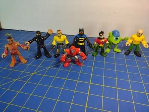 imaginext lot Of 7 Figures Batman Robin Aquaman Mike Wazoski Iron Man Ninja - Picture 1 of 4