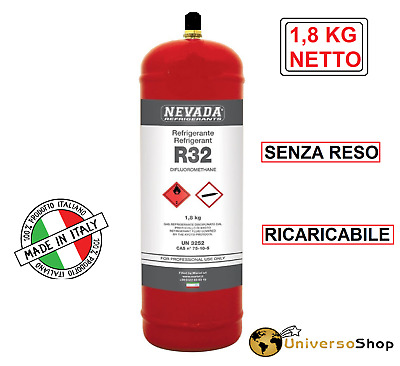 Gas R32 Refrigerante Ricarica Per Climatizzatori Bombola R32 Da 1,8 Kg Netto • 69.46€