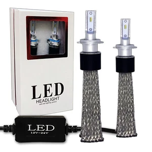 2x Fanless Seoul CSP H7 LED Bulbs Headlight Kit Super Bright 6000K Xenon White - Picture 1 of 10