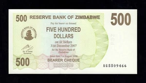 F.C. ZIMBABWE , 500 $ 2007 , S/C ( UNC ) , P.43 . - Imagen 1 de 2