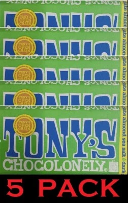 5x Tony's Chocolonely Dark Chocolate Almond Sea Salt 6.35 oz Candy Bar - 5 PACK - Image 1 of 3