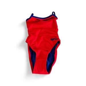 Arena One Piece W Challenge FL Fluo Red-Neon Blue Swimsuit for Girls Size 22 - Picture 1 of 9