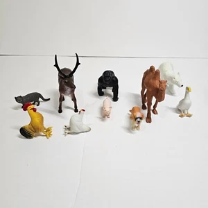 Vintage Funrise Toy Animals Reindeer, Cat, Rooster, Camel, Polar Bear Lot 10pcs - Picture 1 of 13
