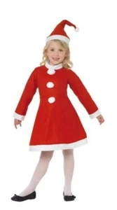 Girls Miss Santa Claus Costume Child Christmas Fancy Dress Outfit Kids Xmas - Picture 1 of 1