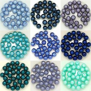 Glass Pearls: shades of Blue & Turquoise, pick colour & size, round pearl beads
