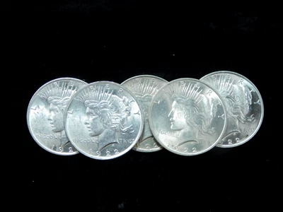 Lot of 5x 1922 $1 Silver Peace Dollar - UNC Lot - Image 1 of 4
