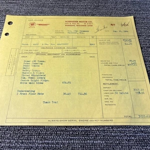 Vtg 1964 Buick Auto Dealer Sales Receipt Car Dealership Invoice - Picture 1 of 2