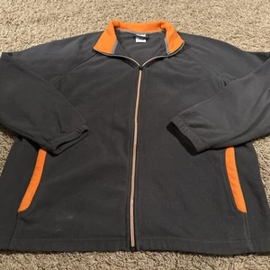 Starter Fleece Jacket Mens Size Large 42-44 Full Zip Gray Orange Long Sleeve - Picture 1 of 5