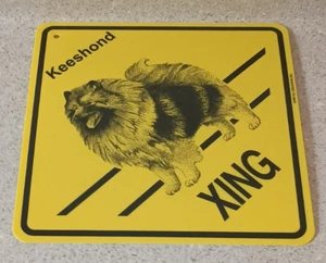 Plastic Yellow Dog Crossing Road Wall Sign Keeshond Breed Brand New Ships Free! - Picture 1 of 2