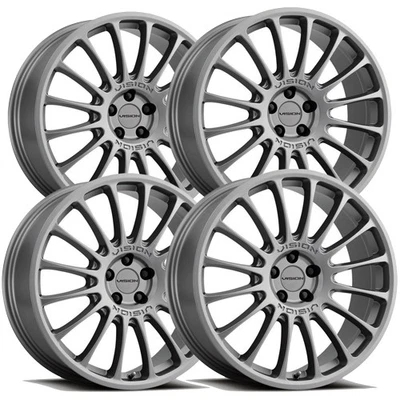 (Set of 4) Vision 477 Monaco 17x7 5x108 +38mm Gunmetal Wheels Rims 17" Inch Foto 1 de 4