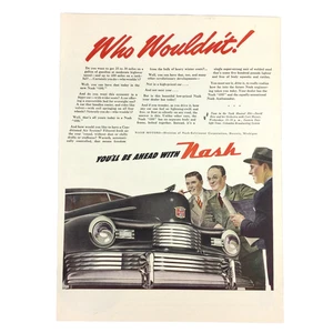 1946 Nash Automobile ORIGINAL VINTAGE PRINT AD Sedan Car Gentlemen WHO WOULDN'T! - Bild 1 von 1