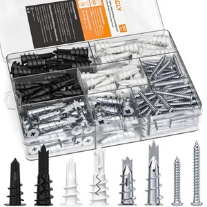 200PCS #8 Drywall Anchors Kit Self Drilling 100 Zinc Metal & Plastic Heavy - Picture 1 of 7