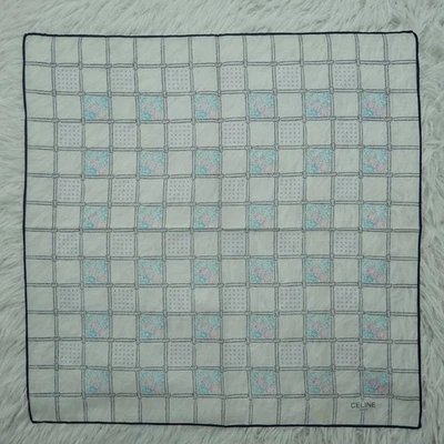 Mini Bufanda Cuadrada de Bolsillo CELINE Flor Algodón 18" X 18" Q135 Foto 1 de 4