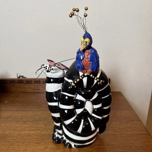 Clancy The Cat And Blanches Lynda Cornielle Peacock Candle Holder Signed - Picture 1 of 15