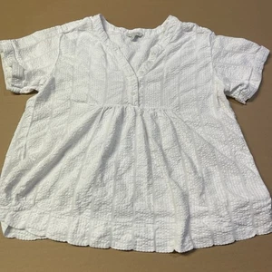Blusa Top Mujer LUCKY BRAND Med Blanca Seersucker Boho - Imagen 1 de 6