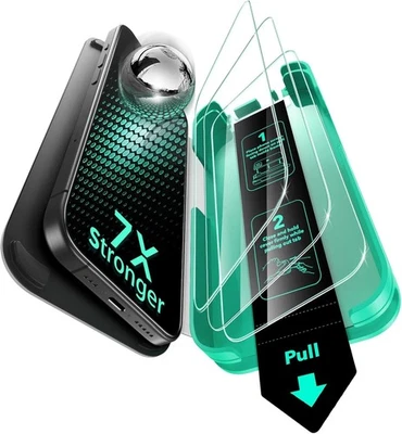 Packs for iPhone 16 Pro Max Screen Protector, 9H Hardness, Military Grade Shatte - image 1 of 4