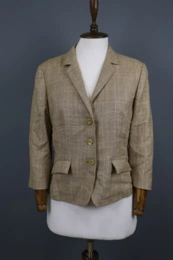 Blazer LUCIANO BARBERA Marrón A Cuadros Manga Larga Tres Botones Bolsillos Talla 46 Foto 1 de 4