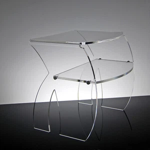 Slato Comodino da notte a due ripiani design moderno in plexiglass Perse - Foto 1 di 12