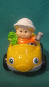 2001 Fisher-Price Mattel Happy Face Yellow Car with Little People Driver - Picture 1 of 5