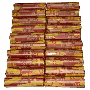 Lot of 20 Rolls of US Pennies from the 1970’s 95% Copper Circulated - Picture 1 of 6