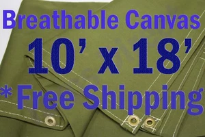 10' x 18' Green Workhorse Polyester Canvas Waterproof Breathable Tarp - Picture 1 of 1