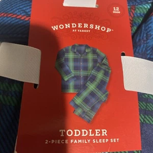 NEW, Wondershop TODDLER Holiday GREEN Plaid Matching Family PAJAMAS SIZE 12M - Picture 1 of 4