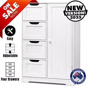 Bathroom Storage Cabinet Tallboy White Cupboard Drawers AUS - Picture 1 of 9