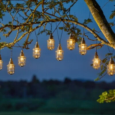 Solar Powered Cage String Lights Outdoor Garden Fairy Lights w/ 10 LED Lanterns - Image 1 of 4