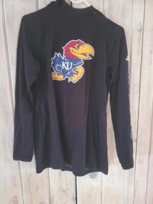 Kansas Jayhawks Adidas Black Long Sleeve Hooded Shirt Men's Size M - Image 1 of 4