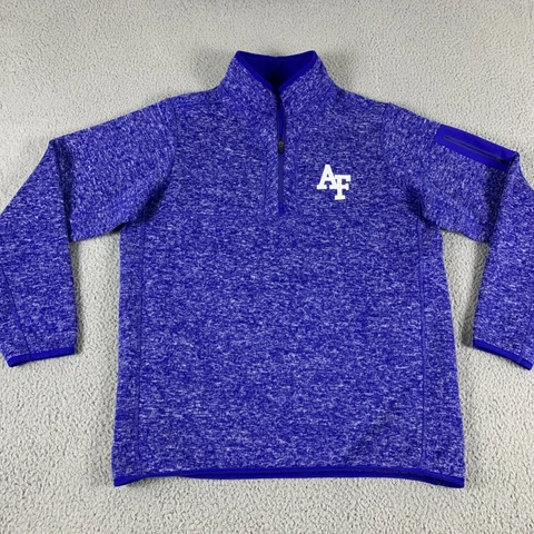 Air Force Sweatshirt Mens L Blue 1/4 Zip Long Sleeve Regular Fit 100% Polyester Cover