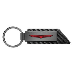 Jeep Trailhawk Gunmetal Gray Metal Plate Carbon Fiber Texture Leather Key Chain - Picture 1 of 4