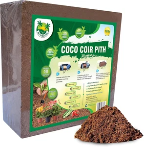 (10 Lb) Premium Super Washed Coco Coir Brick, High Yield 18 to 20 Gallons, Seed - Picture 1 of 12