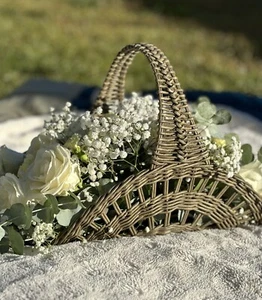 Handmade Woven Paper Vine Airy Decor Basket For Flower Arrangement - Picture 1 of 9