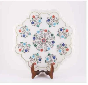 24" White Marble Table Top center Coffee Inlay Lapis Mosaic Home Decor h22 - Picture 1 of 4