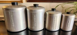 MCM GEBÜRSTETES ALUMINIUM Küche Kanister Set Mehl Zucker Kaffee Tee Art Deco - Bild 1 von 13