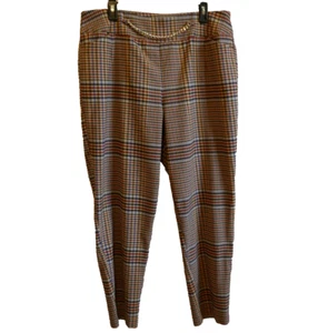Cato Plaid Fall Tone Plaid Stretch Hi-Rise Pull On Pants Chain Accent Retro 18w - Picture 1 of 11