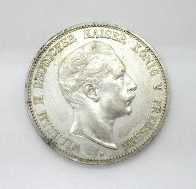 Fünf Mark 1903A Wilhelm II Deutscher Kaiser König Münze 900 Silber guter Zustand - Bild 1 von 4