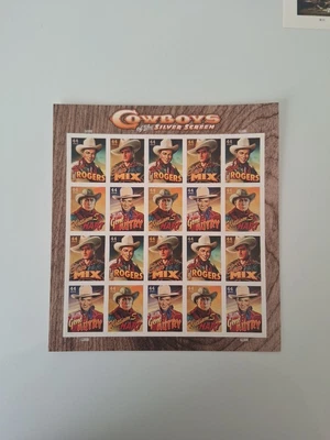 2009 U.S. Full Pane Of 20 Cowboys Of The Silver Screen 44c Postage Stamps MNH - Image 1 of 2