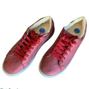 Secret Celebrity Schnürschuhe Felicity Pearlized Sneaker Gr. 7,5 rot Rubi Schuhe Wildleder - Bild 1 von 10