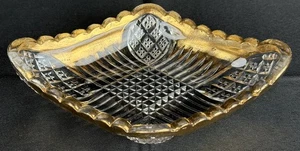 Antique American Gold Flashed Diamond Shape Pressed Pattern Glass Candy Bowl - Picture 1 of 4