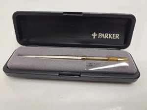 Parker Classic Stainless GT Ballpoint Pen Gold Trim NOS with Case - Picture 1 of 6