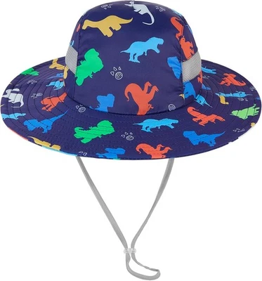 Sombrero de sol para niñas pequeñas Unicornio Sombreros de pescador 3-8 años, Dinosaurio azul  Foto 1 de 4
