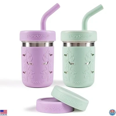 Чашки для смузи для детей Pandaloo® — стакан для малышей из нержавеющей стали с соломой, - Изображение 1 из 4