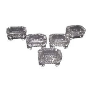 Open Salters 5 Rectangular Footed Cut Crystal Glass 2" x 1.5" - Picture 1 of 8